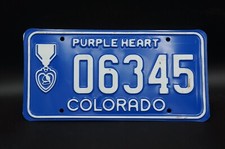 Colorado PURPLE HEART Injured Military License Plate - Nice Original picture