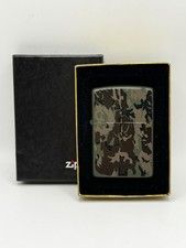Vintage 1990s Zippo Lighter Camo Camouflage Green Brown Original Box NOS picture