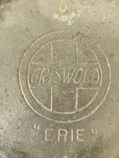 Griswold Erie #6 Slant Large Logo 699E Cast Iron Skillet Heat Ring - Sits Flat picture