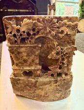 Vintage Hand Carved Chinese Soapstone Carving fFowers Leaves fForal design . picture