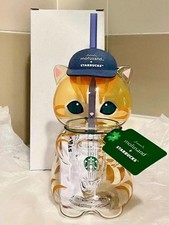 Starbucks Singapore x Mofusand Collection Cat Shaped Glass Cup Orange Tabby New picture