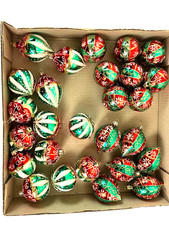 Vintage Commodore Glass Christmas Ornaments Lot of 27 w box hand painted Romania picture