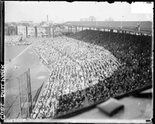Crowds Sitting And Standing In The Grandstands Along The First Ba - Old Photo picture