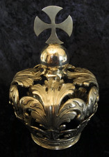OLD RARE ANTIQUE 18TH SOLID SILVER MADONNA CROWN 133GR. GHENT GUILD EX VOTO picture