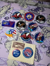 Vintage NASA Rockwell Memorabilia Lot 2 Pins 9 Stickers Apollo 11 Shuttle 1990 picture