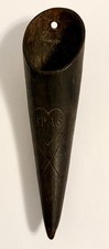 Swedish Horn Wall Pocket Cone Incised Heart Motif Sweden Flag Vintage Wall Art picture