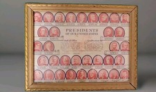 VINTAGE 1970s Placemat PRESIDENT George Washington Lincoln FDR To JFK.   Framed picture