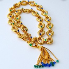 Vintage 22K Gold Sultans Treasure Necklace by Shakira Caine w/ Over 750 Crystals picture