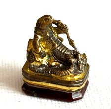 Antique Rare Victorian Snake Motif Carnelian Mixed Metal Fob Seal/Charm Pendant picture