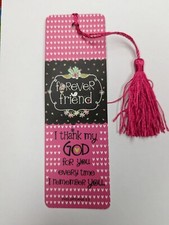 FOREVER FRIEND I thank my God - Philippians 1:3 BOOKMARK w/ coordinating tassel picture