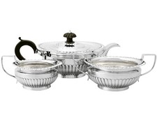 Antique Victorian, Sterling Silver Three Piece Tea Set - Queen Anne Style 992g picture
