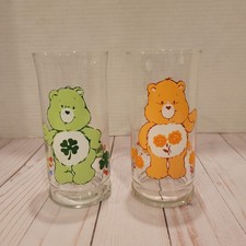 1983 Good Luck & Friend Bear Care Bears Pizza Hut Glasses Pizza Hut Excellent picture