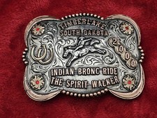 X~Treme Bronc Riding☆2000☆RODEO CHAMPION TROPHY BUCKLE☆Timberlake S.D.☆Rare☆204 picture