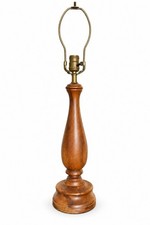 Vintage Mid Century Myrtle Wood 23” Tall Carved Lamp picture