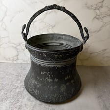 Rustic Antique Persian Tin & Copper Cooking Pot Cauldron 7” Tall picture