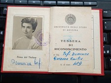 recognition card University of Messina 1958 photo stamp signatures picture