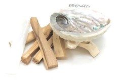 Palo Santo Smudge Incense Holy Stick/Wood (5 Pack) With Abalone Shell & Stand picture