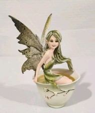 Ebros Amy Brown Matcha Green Tea Fairy In Teacup Figure Figurine Fairy Garden  picture