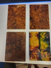 4X   4 Sets Bookmatched Wood Burl Handle Scale Blanks, Stabilized Resin picture