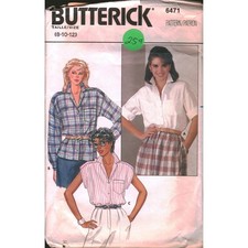 Vintage Butterick 6471 Sewing Pattern Misses Loose Blouse Size 8 1980s Retro picture