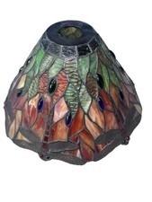 Vintage Dale Tiffany Dragonfly Lamp stained glass shade dragonfly motif  13 1/2” picture