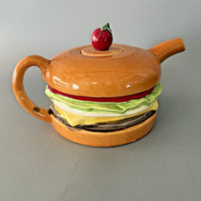 Vintage Ceramic Cheeseburger Teapot Jo Anne Marquardt Jam Pop Art RARE READ picture