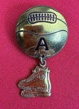 Vtg 1940s Bastian Bros Varsity Basketball Letter A Award Pin High Top Shoes picture