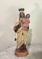 Our Lady of Mount Carmel Virgin Mary Statue Vintage Spanish OLOT Style Catholic picture