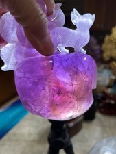 9 nine tail Fox Amethyst Ametrine hand carved with custom wood stand picture
