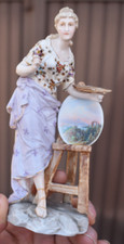 Antique early 1900s German Volkstedt porcelain marked painter figurine picture
