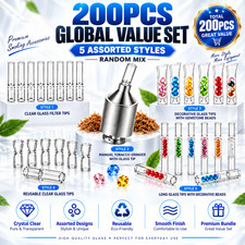 200PC Pyrex Glass Mini Chillum One Hitter Diamond Filter Tip Smooth Tobacco Pipe picture