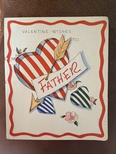 c1950’s Valentines Day Wishes To Father Vintage Greeting Card picture