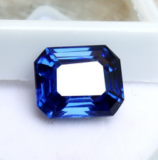Beautiful Loose Gemstone Natural Blue Sapphire Certified Emerald Cut 9-10 CT picture