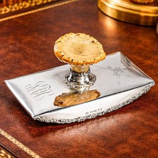 Ornate Antique Victorian Antler Sterling Silver Desk Ink Blotter Paperweight picture