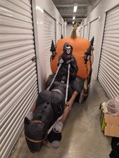 2008 Gemmy 10ft Carriage Pumpkin Hearse Reaper Halloween Inflatable Air Blown picture