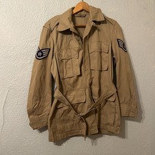 Vintage 1950s USAF Bush Jacket MIL-J-4954 Cotton Tan Tropical Korea Era Sz 38 picture