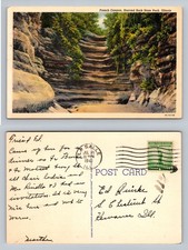 Starved Rock, IL-Illinois, French Canyon Sandstone Cliffs Vintage c1941 Postcard picture