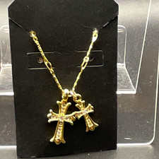 Gold Plated Necklace Double Cross Pendant Necklace Christianity Cross Pendant picture