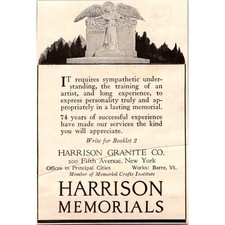 Harrison Memorials Harrison Granite Co 200 Fifth Ave NY c1920 Ad SAK3-M38 picture