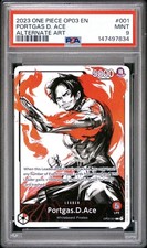 2023 One Piece OP03-001 10 Portgas D. Ace Alt Art Leader English PSA 9 picture