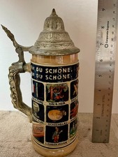 Vintage Gerz Beer Stein with Pewter Lid West Germany about 9
