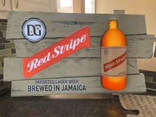 Red Stripe Beer bottle LED light up sign Jamaica NEW 35” X 21” X 4” picture