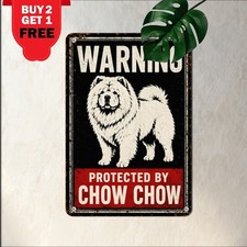 Chow Chow Guard Dog Sign Caution Fluffy Security Yard Metal Plaque 8x12 In picture