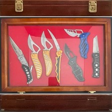 Frost Cutlery 7 Piece Russ Farrell SS Anodized Tactical Knives w/Display Case picture