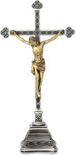 Standing Crucifix - Table Crucifix with Stand Catholic Home Altar Decor, Hand Pa picture