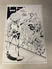 MARS ATTACKS SAVAGE DRAGON #4 ORIGINAL COMIC ART stunning SPLASH DECAPITATION picture