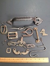 Antique Lot 1800s & Vintage Brass, Forged Hooks & Pieces 19th-century, Buckles picture