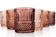 Set of 6 Mini Amber Shot Glasses - 1.5oz Vintage Ribbed Glassware for Tequila, W picture