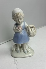 Vintage Lenwile Ardalt Figurine Figure Hand Painted Porcelain Girl Basket 4.5