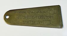 Vintage Bureau of Indian Affairs Wyoming Territory Brass Corpse Tag picture